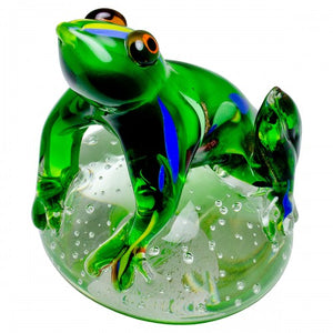 Green Jungle Frog Glass Paperweight