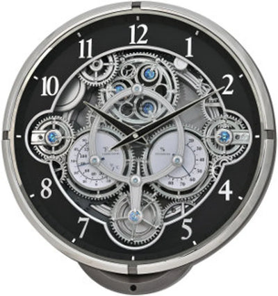 Rhythm Magic Motion Clock Black Gear Rotating Dial