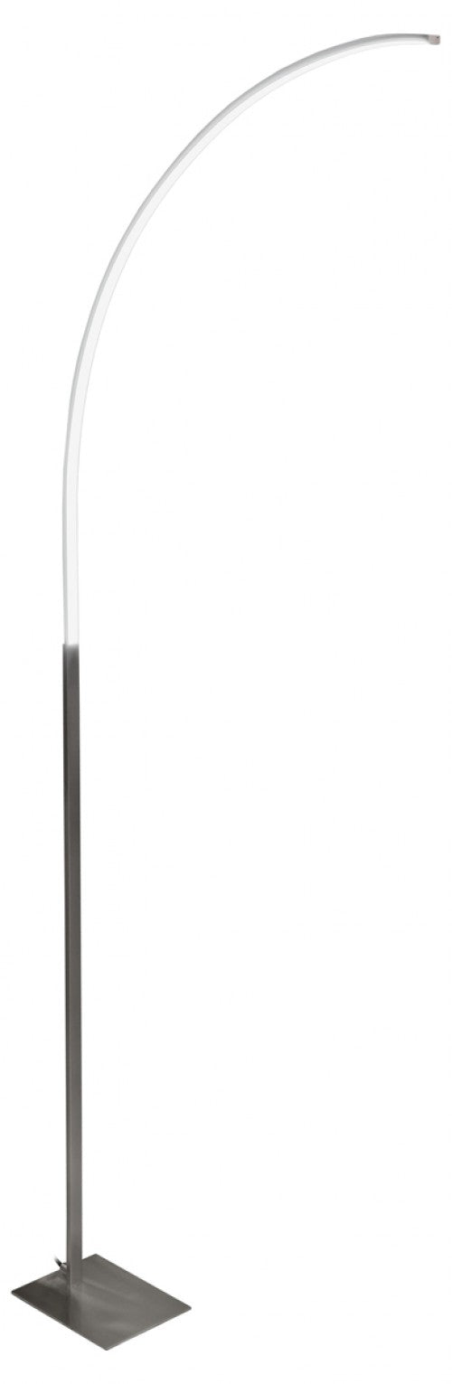 150cm curved LED floor lamp in satin steel