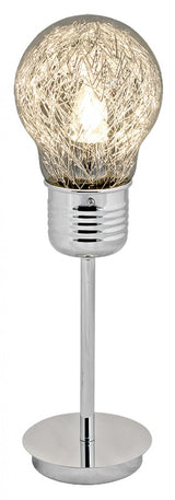 49cm bulb-shaped table lamp with chrome base