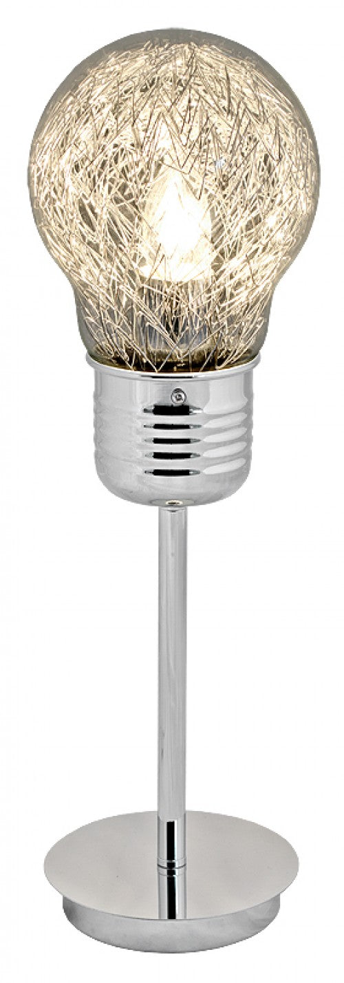 49cm bulb-shaped table lamp with chrome base