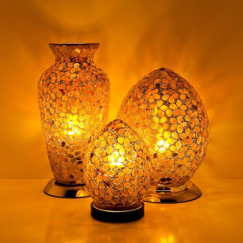 Febland brown flower mosaic glass lamps Mini Egg Medium Egg and Vase