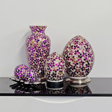 Purple flower mosaic glass lamp range shown unlit