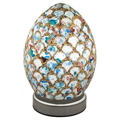 Mini blue tile mosaic glass egg table lamp