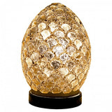 Mini distressed gold mosaic glass egg table lamp