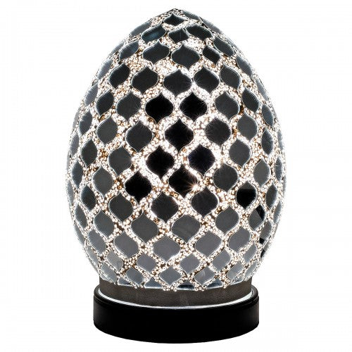 Mini mirrored mosaic glass egg table lamp