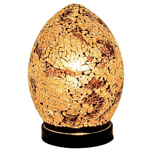 Mini autumn gold mosaic glass egg table lamp