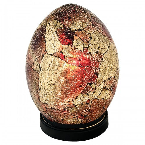 Mini amber mosaic glass egg table lamp