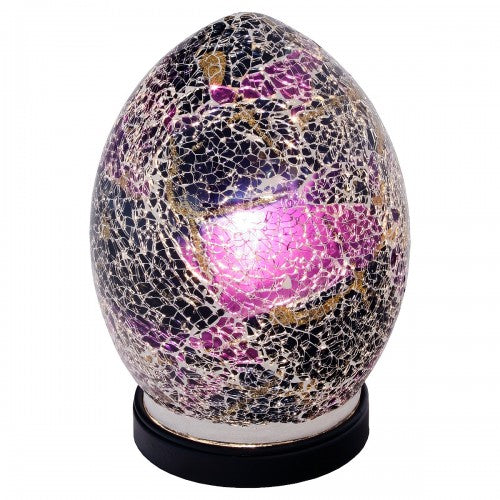 Mini purple mosaic glass egg table lamp