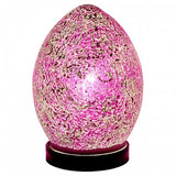 Mini pink rose mosaic glass egg table lamp