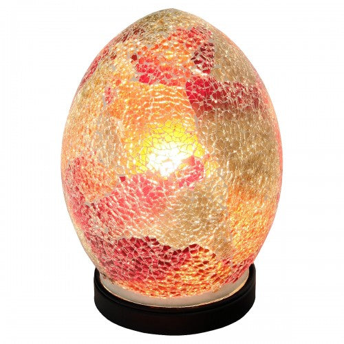 Mini red mosaic glass egg table lamp