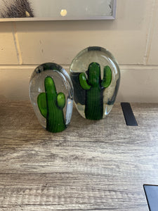 Large Glass Green Cactus Ornament