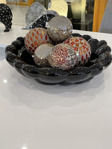 Black ceramic round bubble bowl