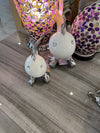 Small white and silver ceramic puffer fish ornament