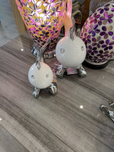 Small white and silver ceramic puffer fish ornament